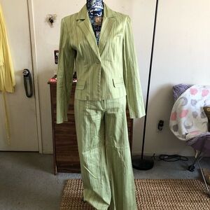 Sexy Green Pinstripe Business Suit Set